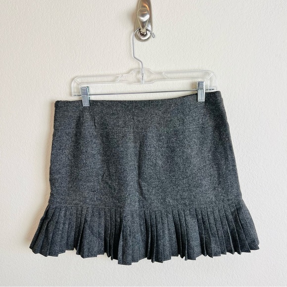 GAP Grey Wool Pleated Button Drop Waist Detail Side Zip Skirt - Picture 8 of 13